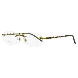 Gucci Bamboo Rimless Eyeglasses GG0857OJ 001 Antique Gold/Black 52mm